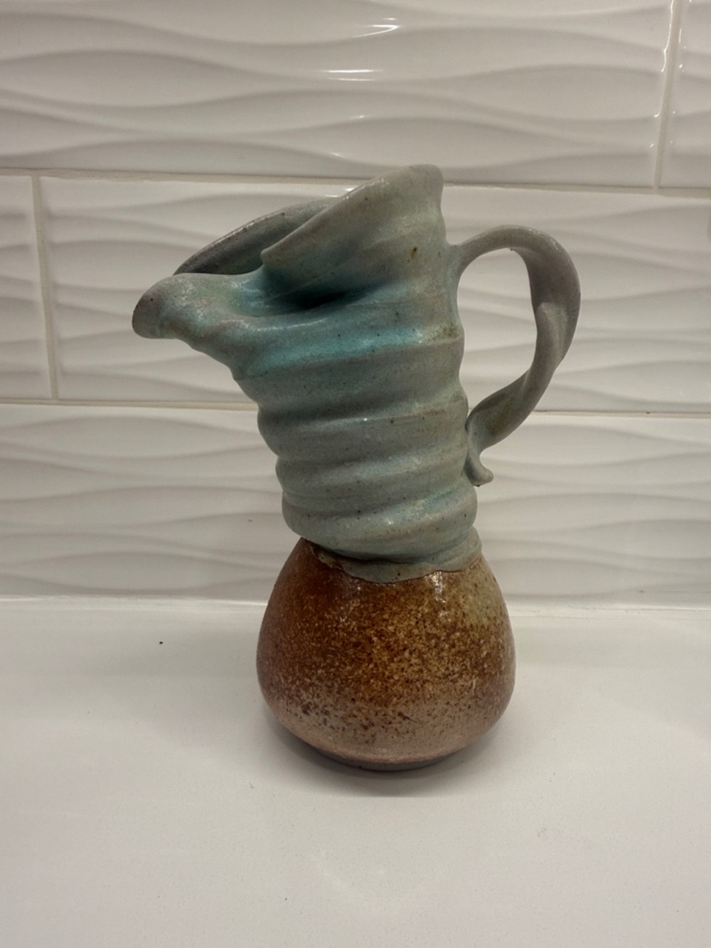 Vintage Liz Bryant Signed Studio Pottery Sculptural Pitcher – 2000